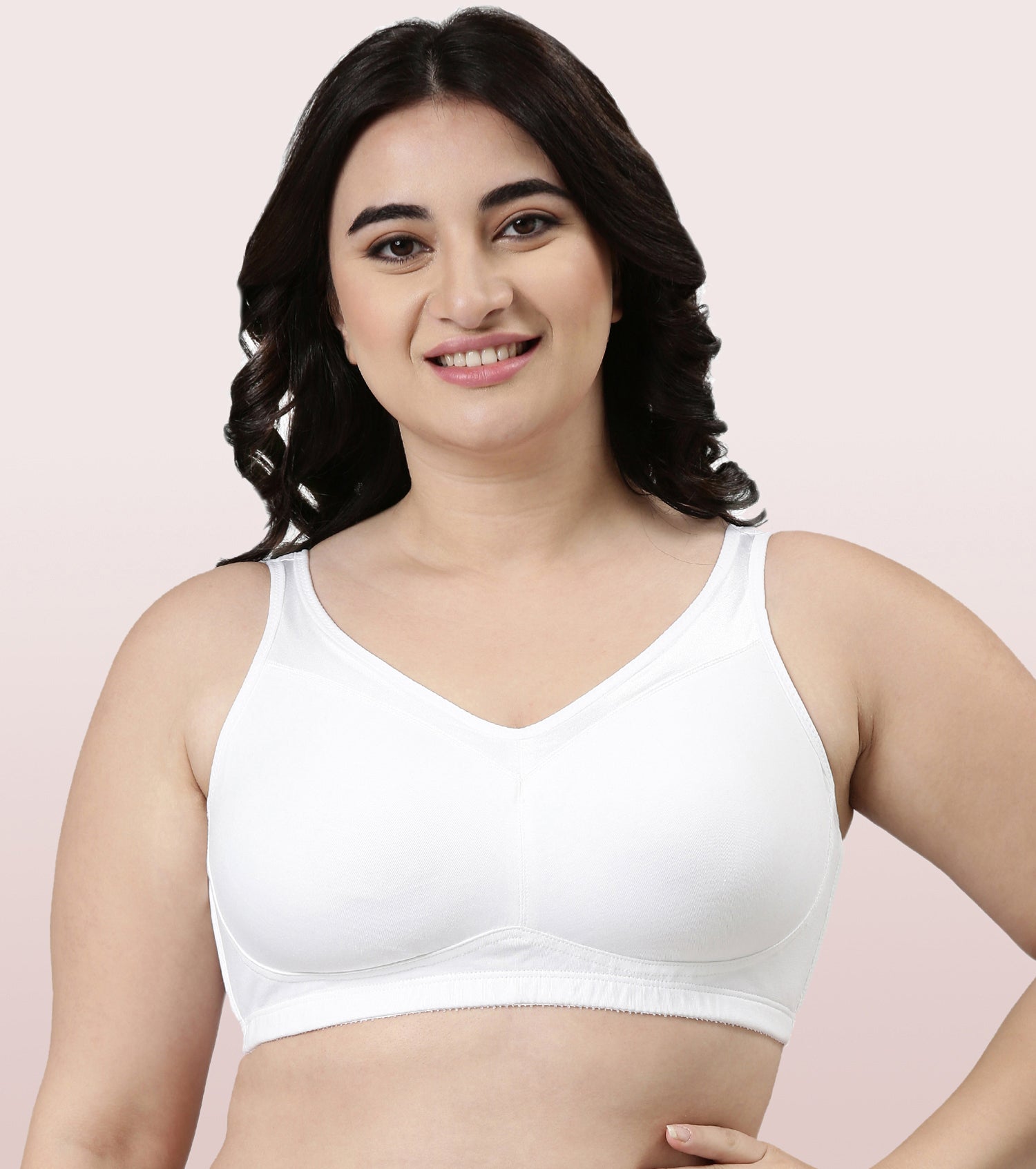 Buy ENAMOR Black Full Support Lace Bra - High Coverage Non-Padded Wirefree