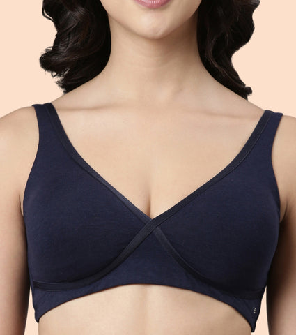 Enamor BambooBliss A076 Ultimate Softness Innovation Bamboo Cotton Lounge Slip-on T-shirt Bra for Women with Removable Pads- High Coverage, Padded and Wirefree