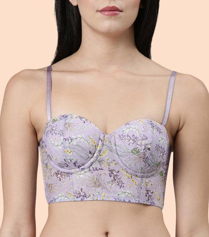 Enamor F130
FLEXI LIGHT PRINTED BUSTIER BRA
PADDED  WIRED  HIGH COVERAGE