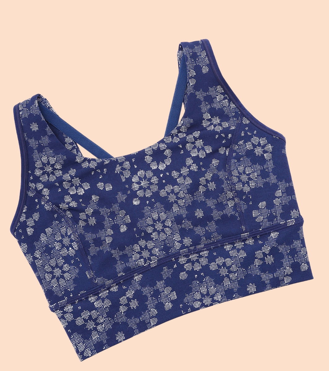 Enamor A204 Printed Sports Bra - High-Impact Dry Fit Long Line Sports Bra with Stylish Print