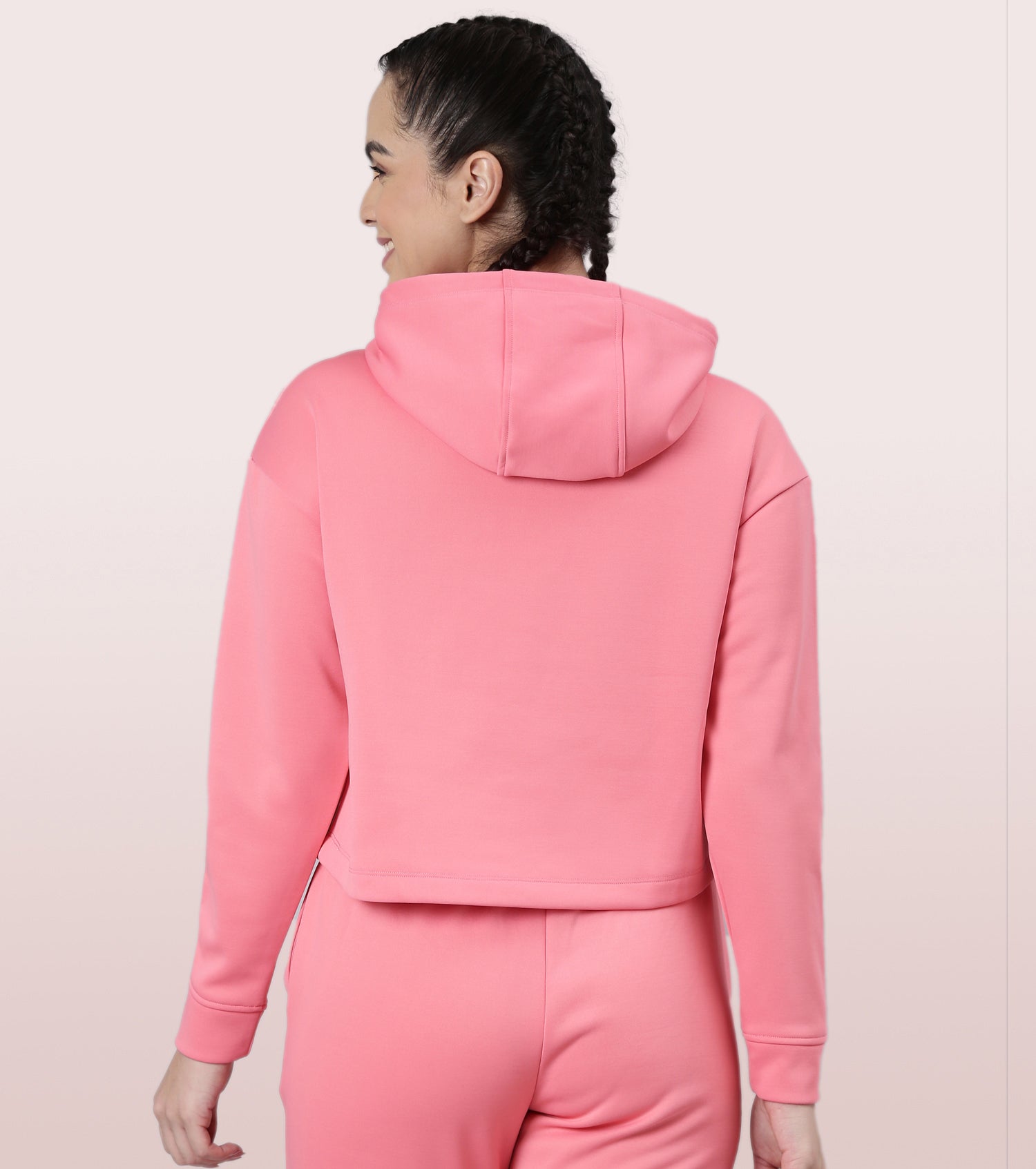 Enamor Hooded Fleece Sweatshirt | Relaxed Fit Crop Length Sweatshirt For Women | A905