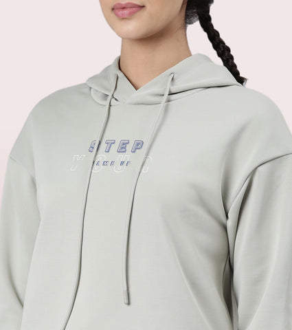 Enamor Hooded Fleece Sweatshirt | Relaxed Fit Crop Length Sweatshirt For Women | A905