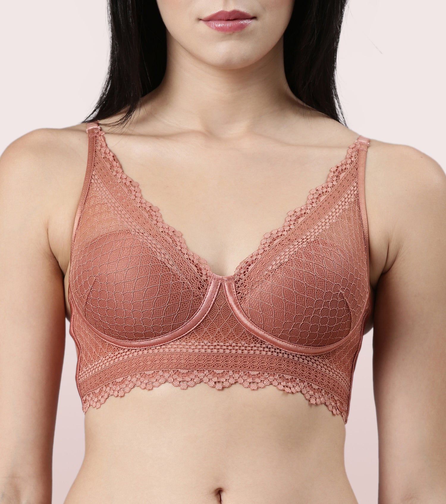 Buy Enamor F129 Non-Padded Wirefree High Coverage Lace Contour Bra Online