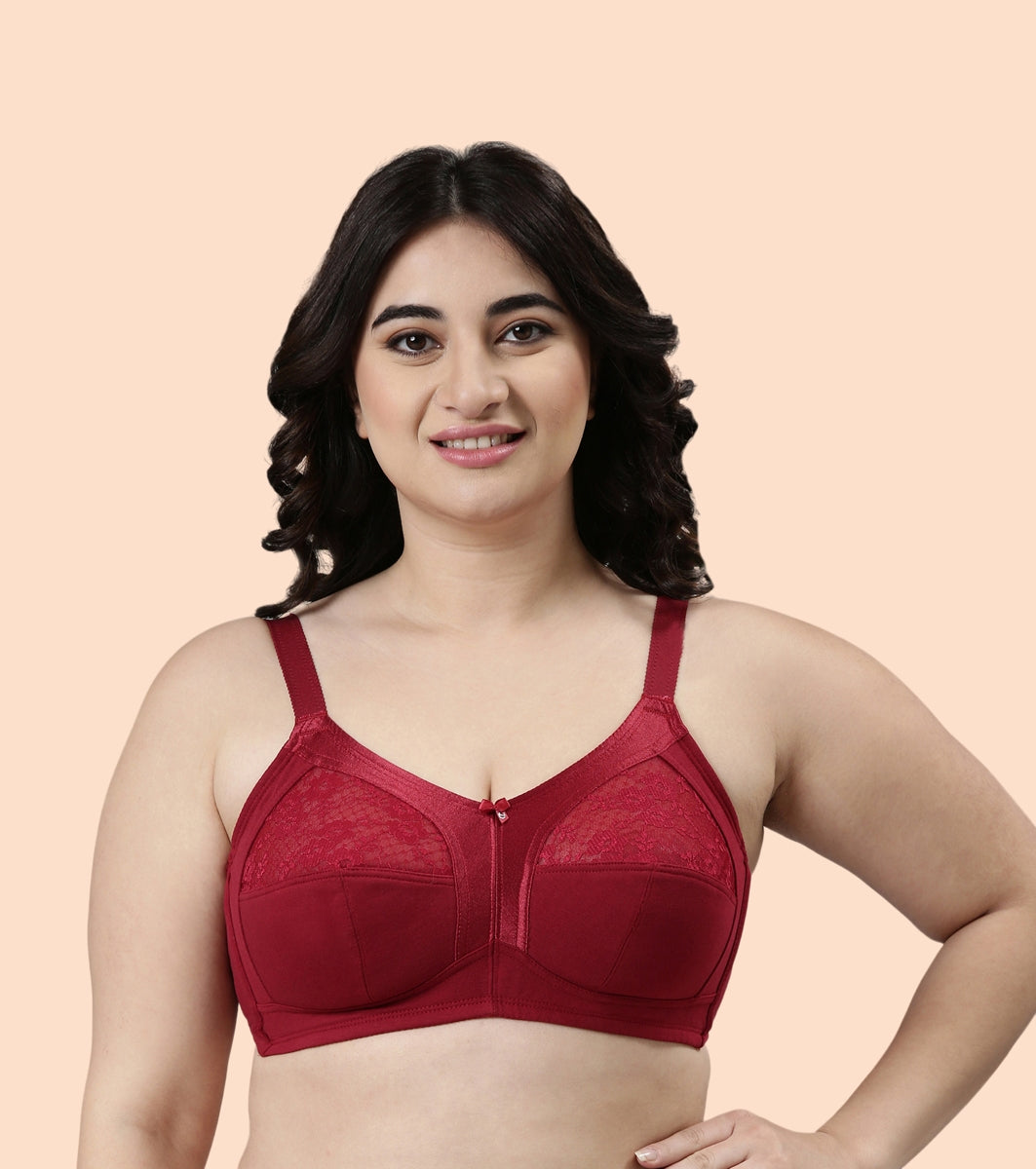 Enamor Fab-Cool A014 Super Contouring M-frame Full Support  Cotton Bra for Women- Full Coverage, Non Padded and Wirefree - Masai