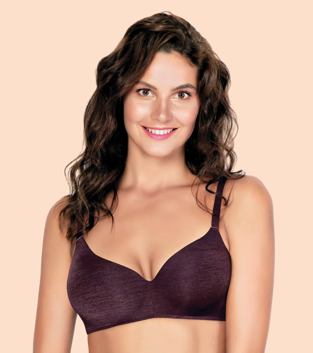 Enamor InvisiBra F084 Seamless Ultra Smoothening with Invisible Edges T-Shirt Bra - Padded Wirefree Medium Coverage - Grape Wine