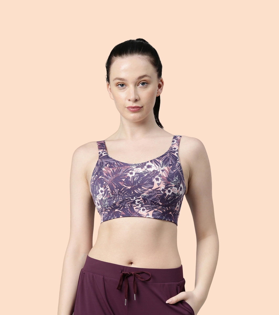 Enamor Agion SB18 Convertible Back High-Impact Sports Bra for Women- Full Coverage, Padded and Wirefree - Lilac Run