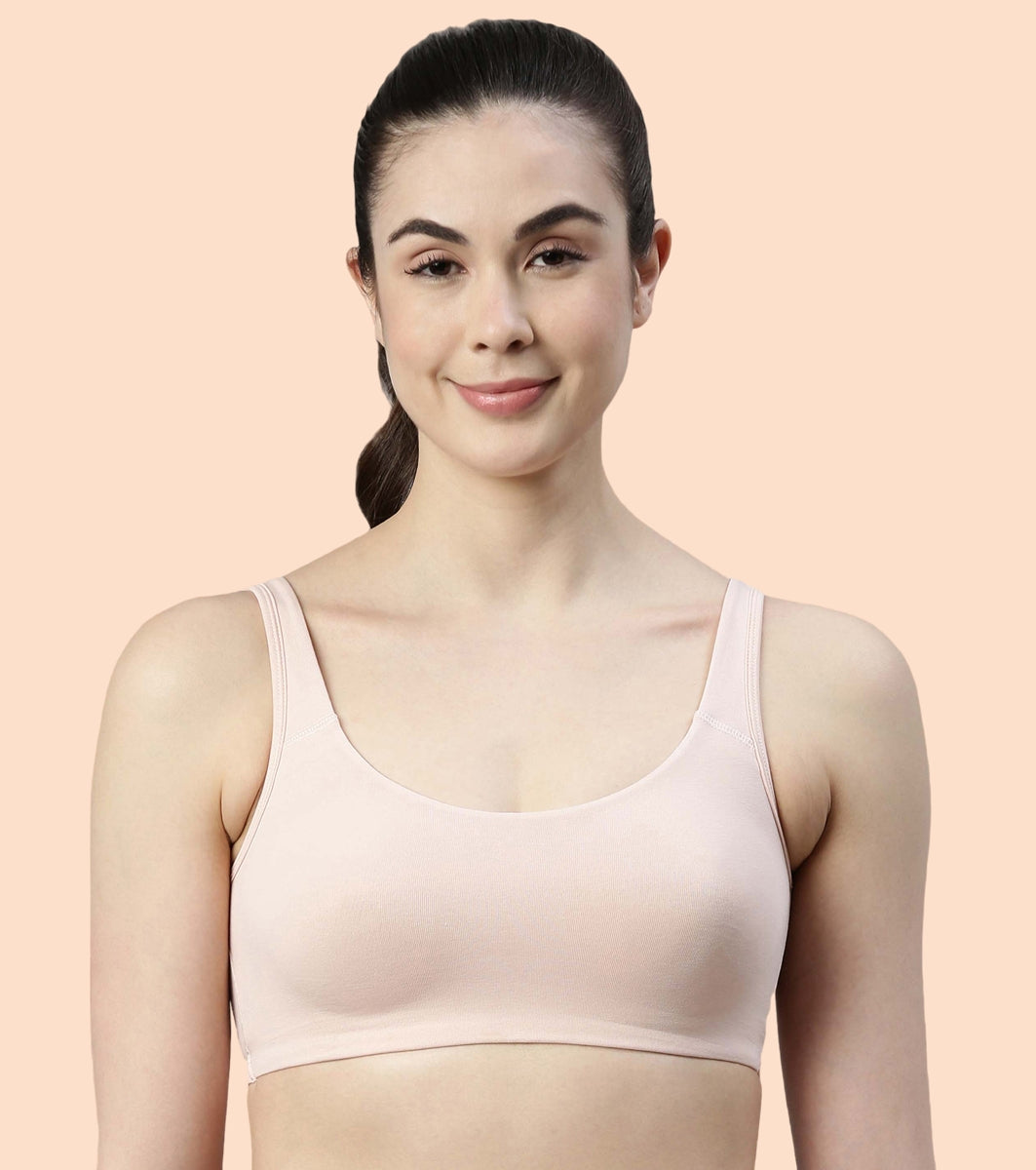 Enamor Low Impact Cotton Bra For Women - Non-Padded, Non-Wired, High-Coverage Bra For All-Day Comfort | SB06