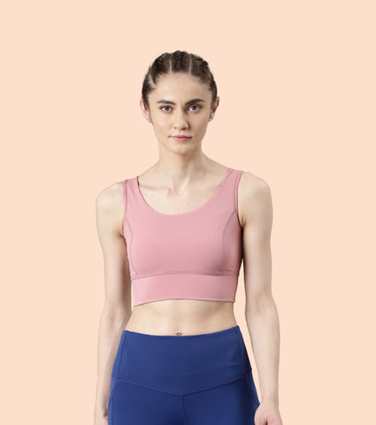 Longline Sports Bra – Solid | Scoop Neck Line High Impact Dry Fit Sports Bra