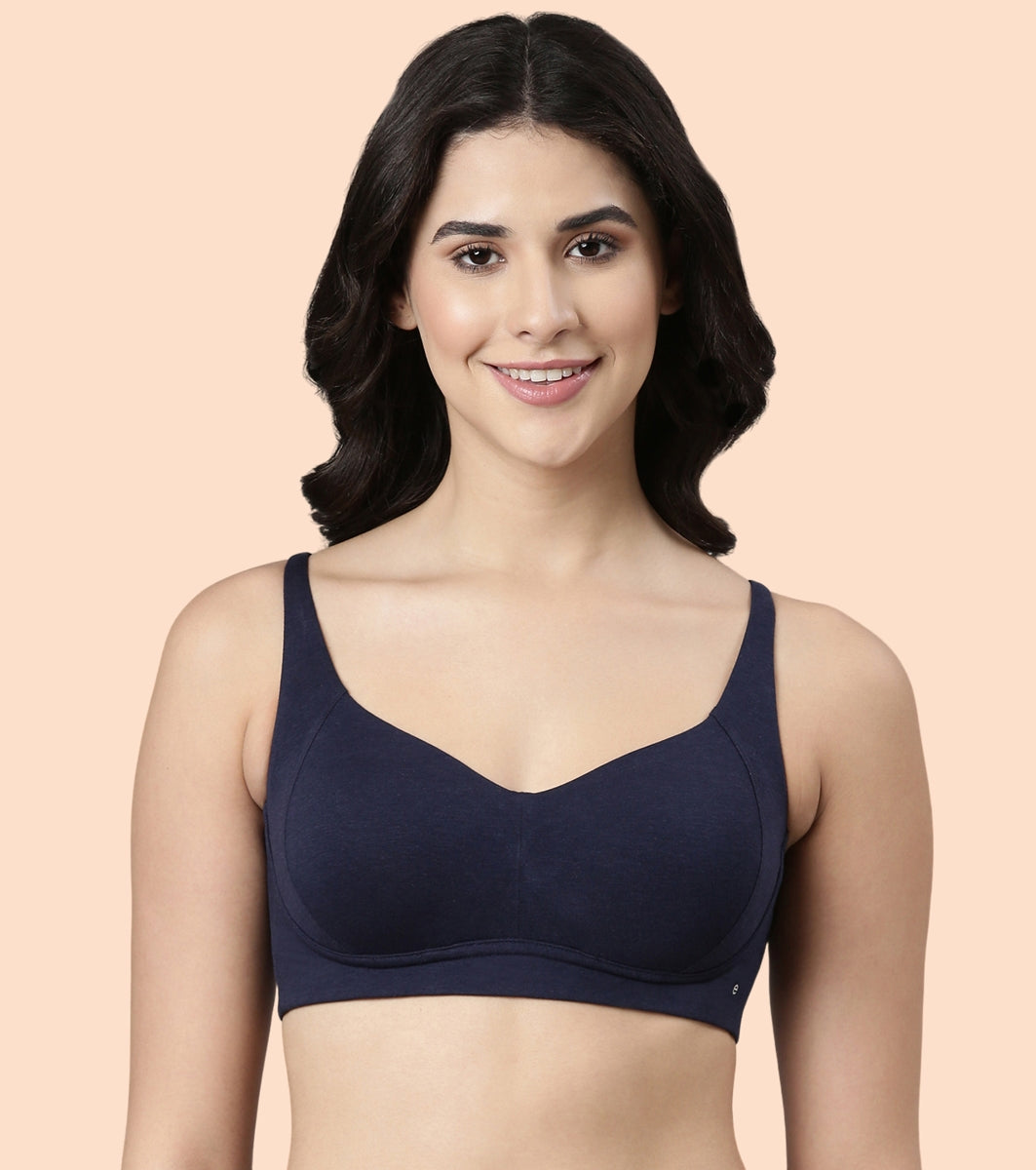 Enamor BambooBliss A077 Ultimate Softness Innovation Bamboo Cotton Full Support T-shirt Bra for Women- High Coverage, Padded and Wirefree