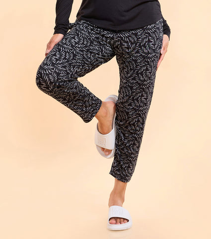 Enamor Essentials E048 Printed Tapered Lounge Pants With Self Fabric Drawstring With Metal Ends