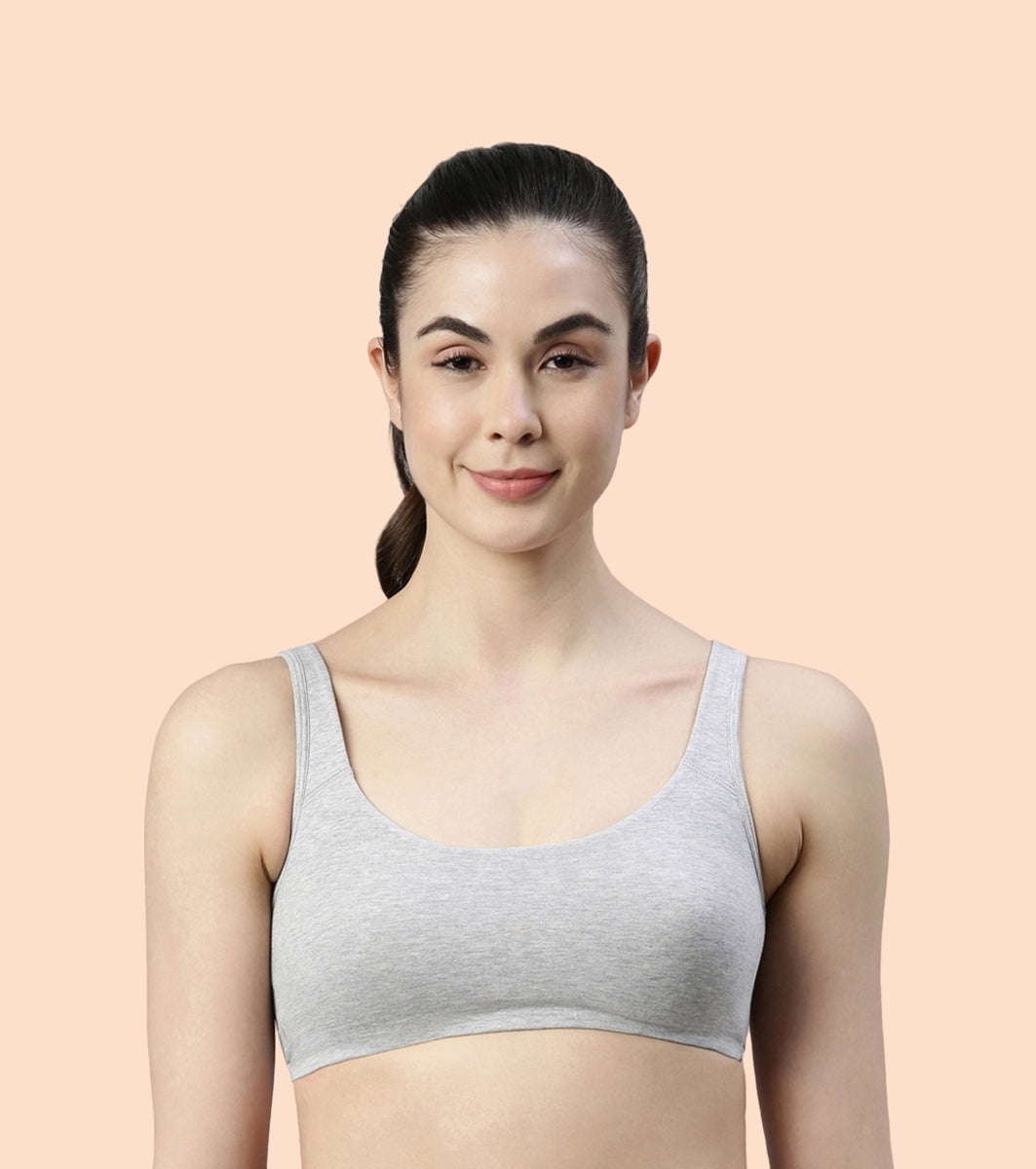 Enamor Low Impact Cotton Bra For Women - Non-Padded, Non-Wired, High-Coverage Bra For All-Day Comfort | SB06