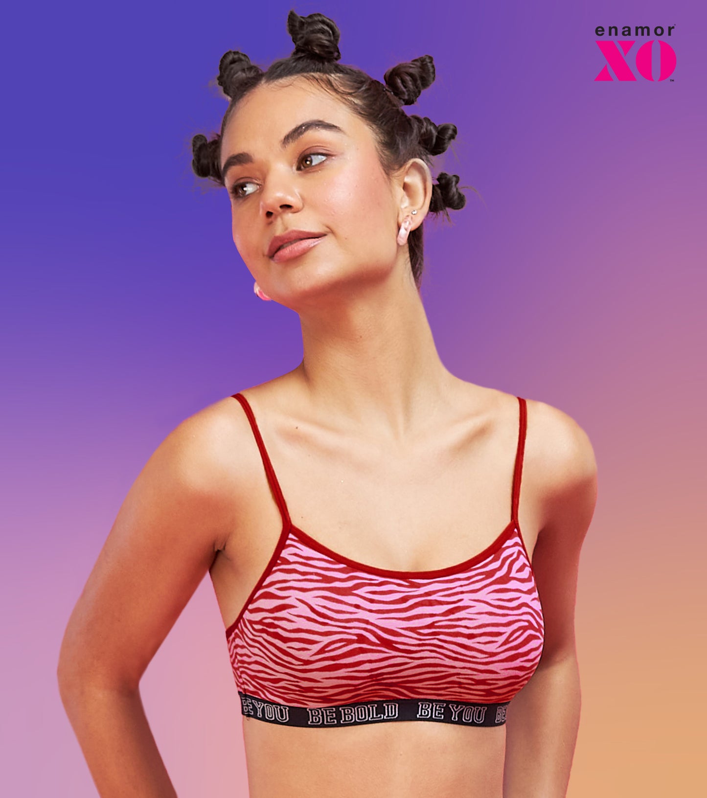 Enamor XO Zebra Print Non-Wired Non Padded Regular Bra - Baylish