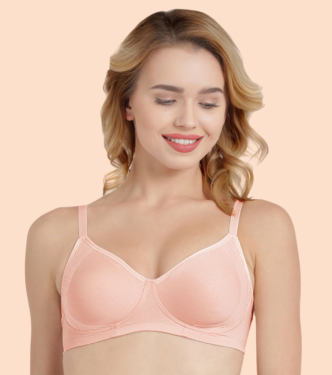 Enamor Fab-Cool A042 Side Support Shaper  Stretch Cotton Everyday Bra for Women- High Coverage, Non Padded and Wirefree - Pearl