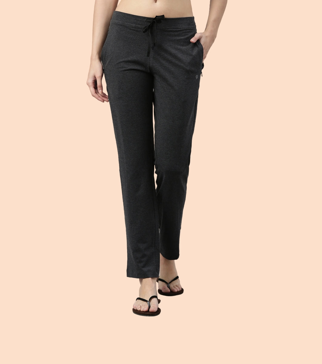 Lounge Pants | Basic Straight Leg Pants With Adjustable Drawstring And Zipper Pockets