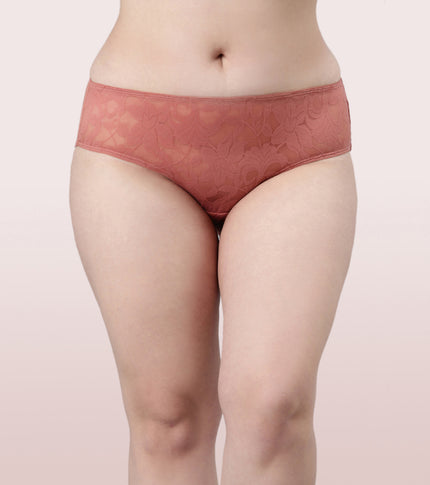 Enamor Mid Waist Hipster Co-Ordinate Panty For Women | Soft Tulle Fabric With Floral Lace At The Front | P122