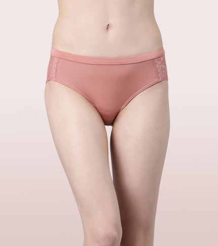 Enamor Mid Waist Hipster Co-Ordinate Panty For Women | Stretch Tulle Fabric With Pretty Side Lace Detailing | P118