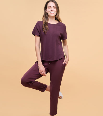 Enamor Essentials Womens E048-Mid Rise 7/8th Relaxed fit Lounge Pants