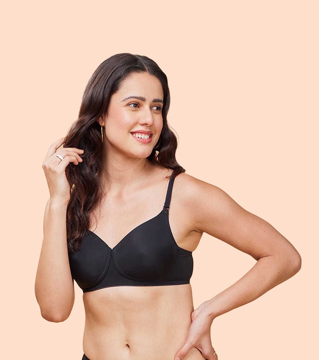 Enamor Dope Dye F165 Ecolite Fabric Smooth Support Bra for Women - Padded, Wirefree and High Coverage