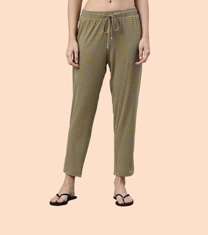 Shop-In Pants - Tapered Lounge Pants With Self Fabric Drawstring With Metal Ends