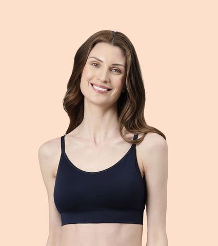 Enamor FlexiFree F037 Ultimate Comfort Seamless No -pinch T-shirt Bra for Women- High Coverage, Padded and Wirefree - Black