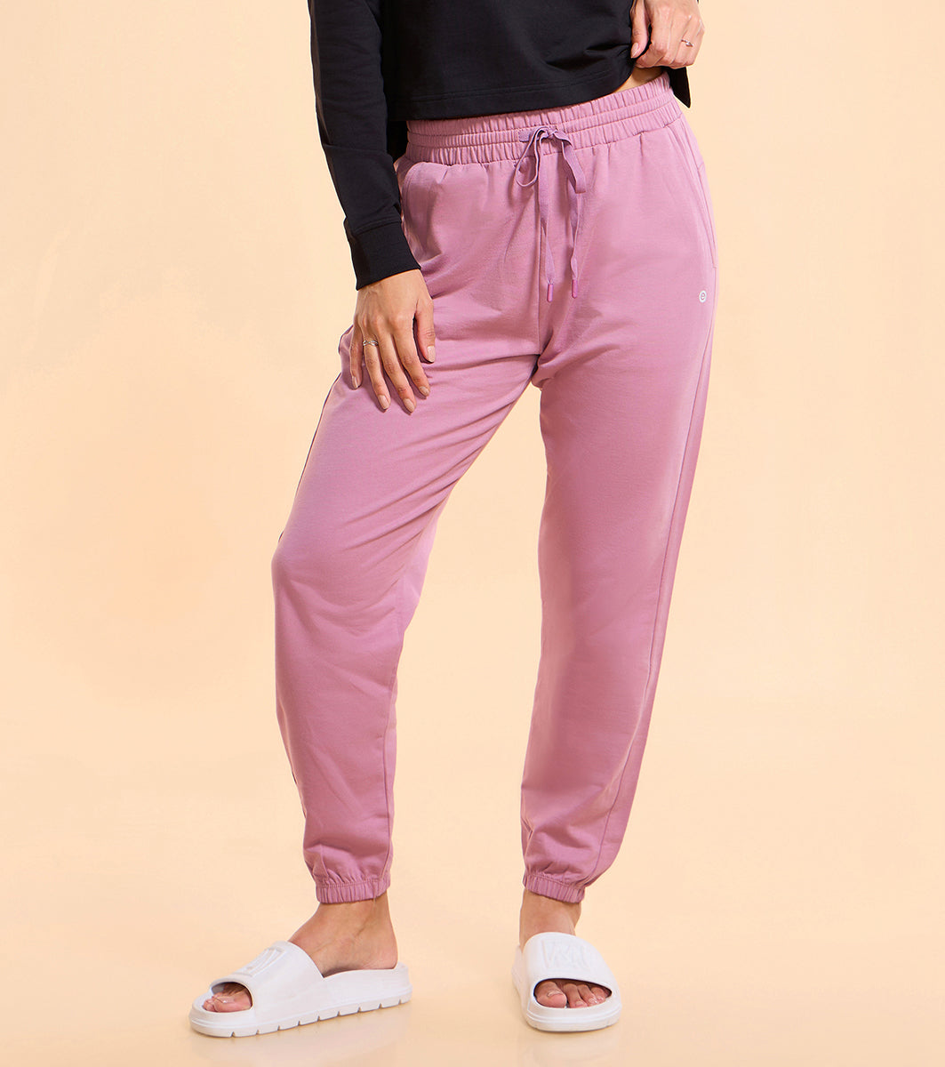 Enamor E406 High Waist Jogger - French Terry, Relaxed Fit, Regular Length, High Waist