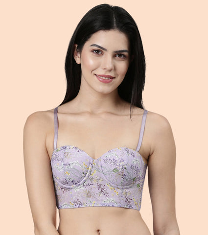 Enamor F130
FLEXI LIGHT PRINTED BUSTIER BRA
PADDED  WIRED  HIGH COVERAGE