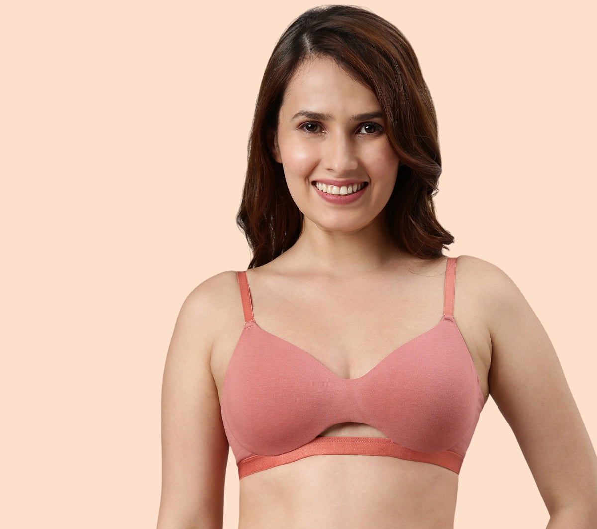 Enamor CloudSoft A032 Invisible Neckline Cotton T-shirt Bra for Women- Medium Coverage, Padded and Wirefree - Rosette