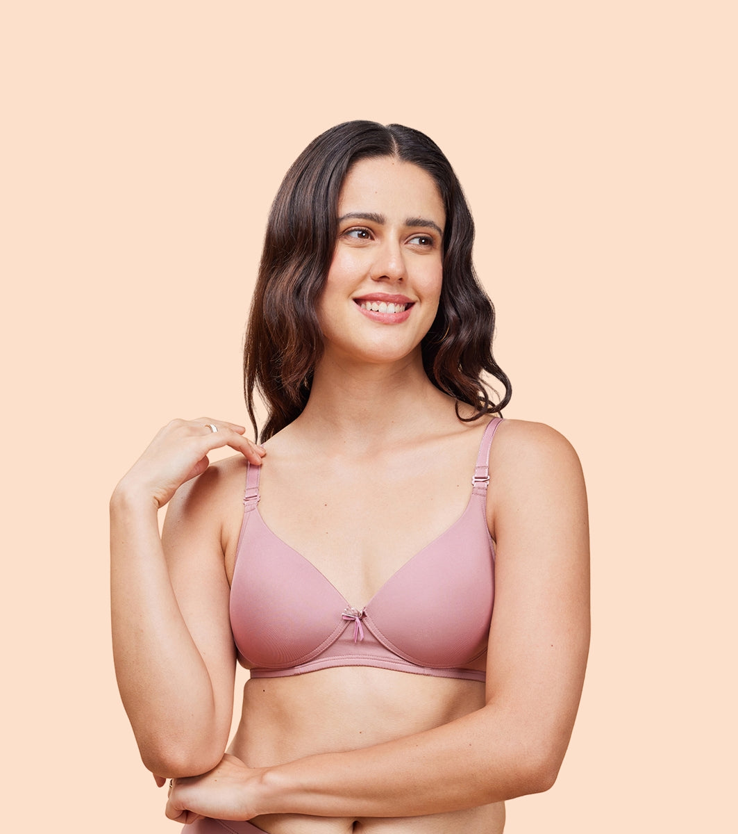 Enamor Medium Coverage, Wirefree F023 Perfect Plunge Women T-Shirt Lightly Padded Bra