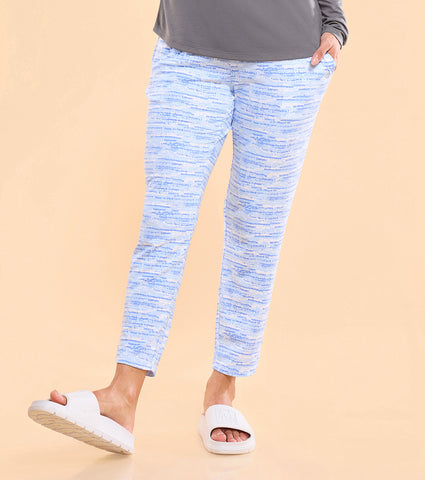 Enamor Essentials E048 Printed Tapered Lounge Pants With Self Fabric Drawstring With Metal Ends