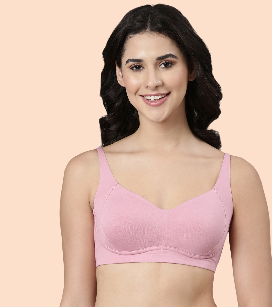 Enamor BambooBliss A077 Ultimate Softness Innovation Bamboo Cotton Full Support T-shirt Bra for Women- High Coverage, Padded and Wirefree