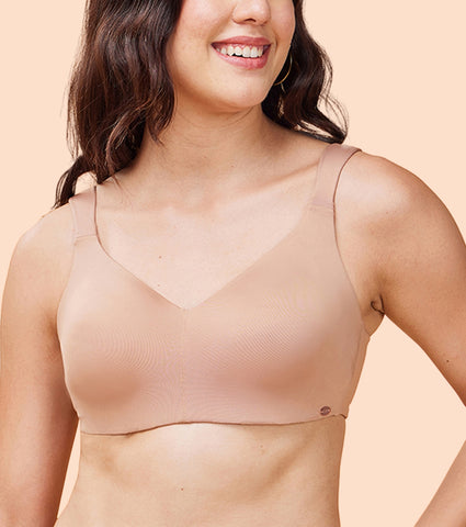 Enamor Pure Ease F121 Ultimate Smoothening Full Support Bra for Women- Full Coverage, Non Padded and Wirefree - Honey Beige