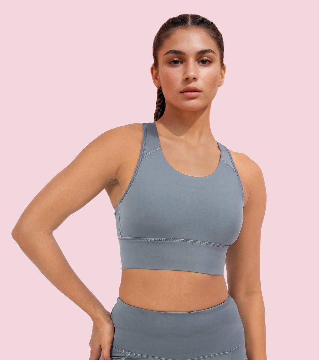 Enamor A202 Medium Impact Quick Dry Longline Workout Sports Bra - Cloud Grey