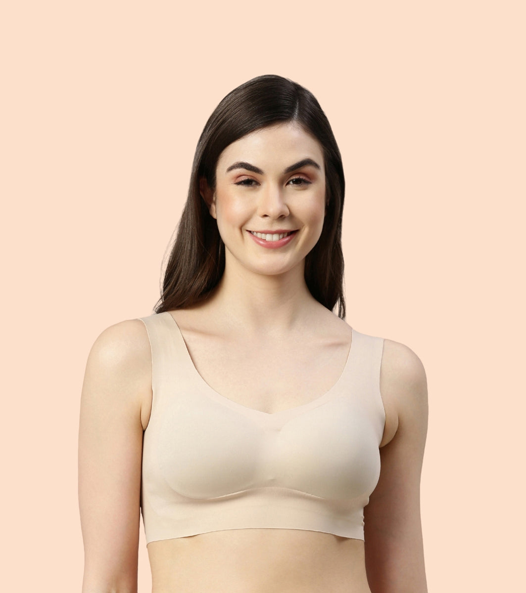 Enamor InvisiBra F070 Ultra Smooth Freedom Bra for Women- Padded Wirefree and Full Coverage - Pale Skin