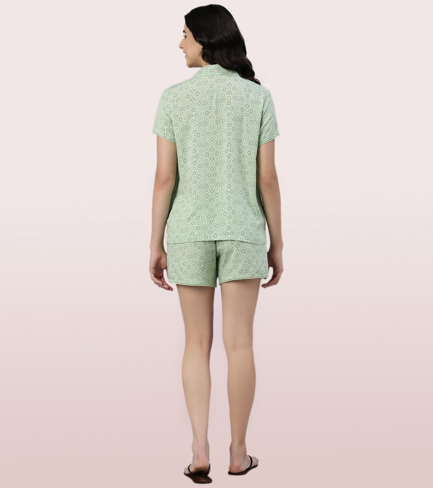 Slounge Shorts Set | Modal Woven Printed Shirt And Shorts Set - EC13