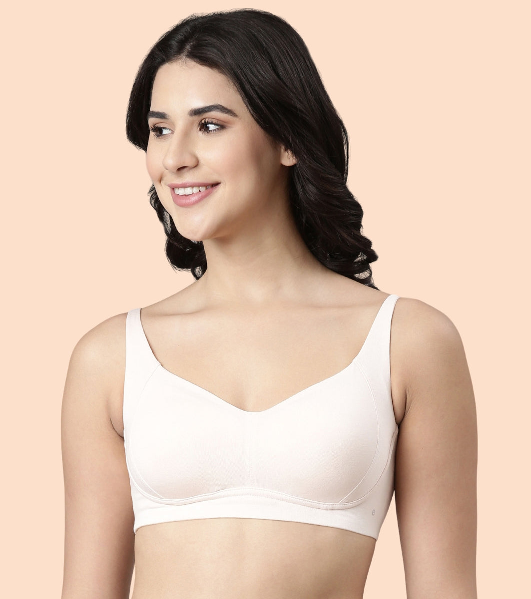 Enamor BambooBliss A077 Ultimate Softness Innovation Bamboo Cotton Full Support T-shirt Bra for Women- High Coverage, Padded and Wirefree