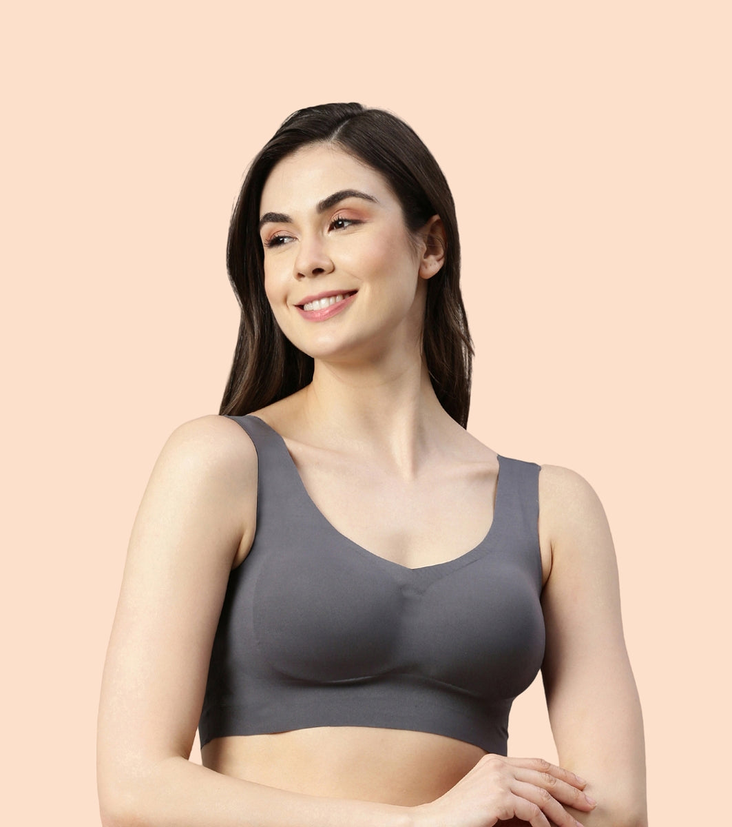 Enamor InvisiBra F070 Ultra Smooth Freedom Bra for Women- Padded Wirefree and Full Coverage - Pale Skin