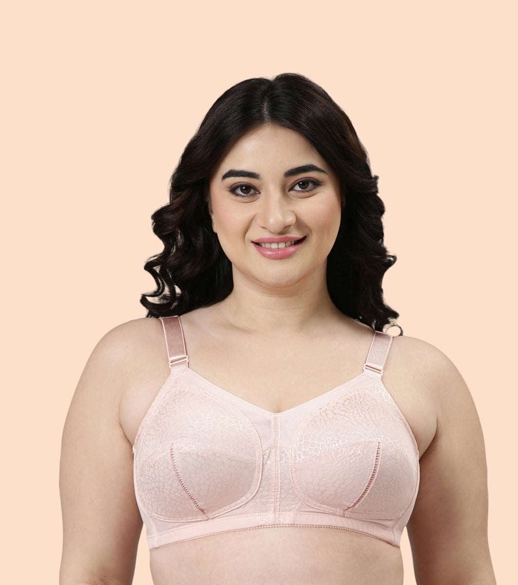 Enamor Body Transform F096 Ultimate Curve Support Bra for Women- Full Coverage, Non Padded and Wirefree - Pearl