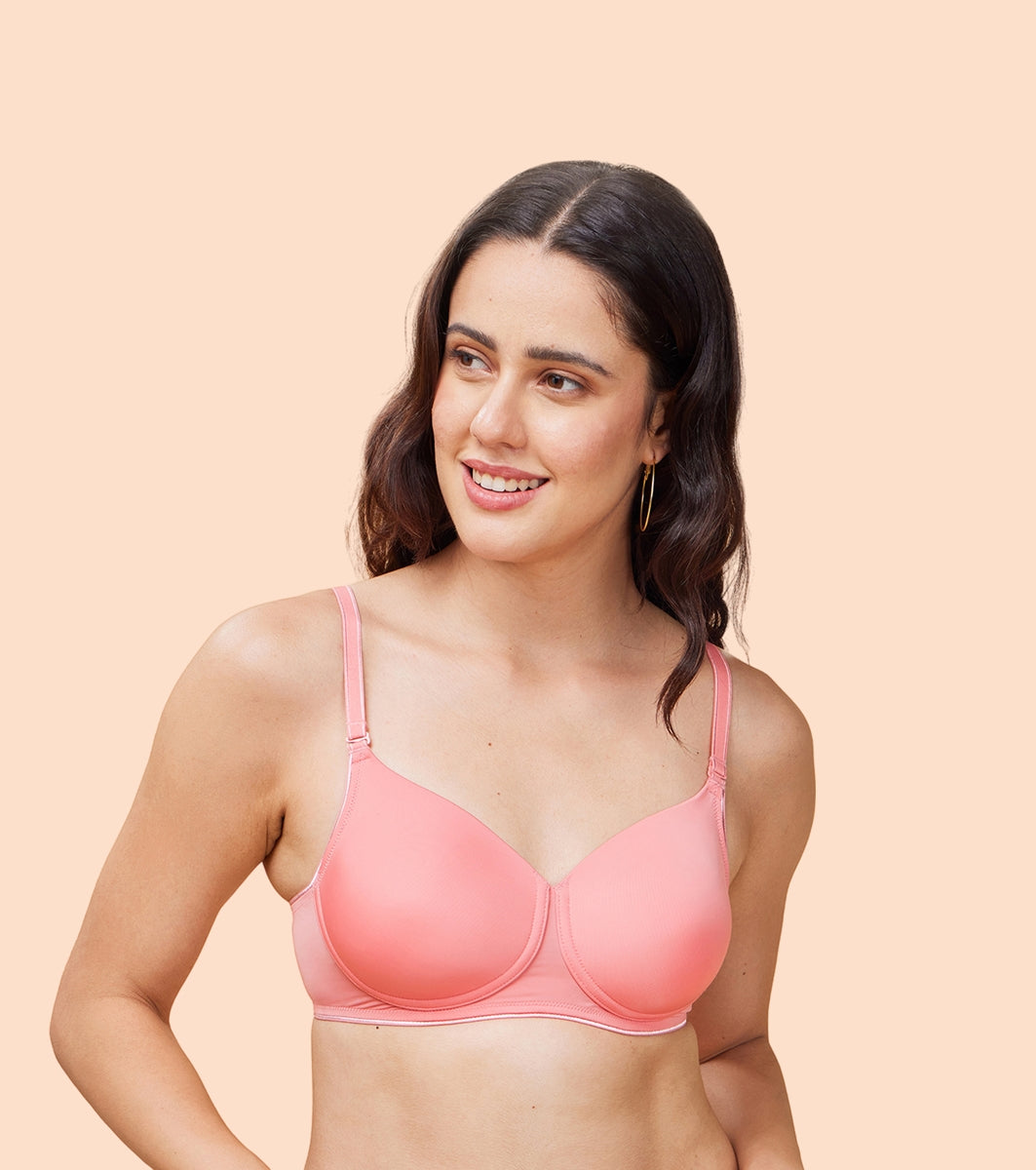 Enamor Dope Dye F165 Ecolite Fabric Smooth Support Bra for Women - Padded, Wirefree and High Coverage