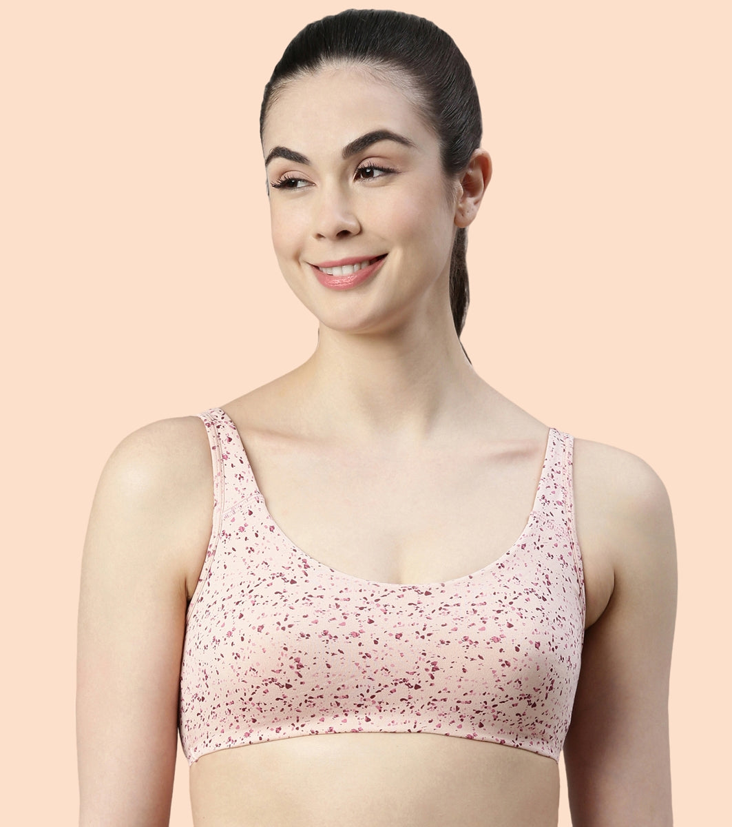 Enamor Low Impact Cotton Bra For Women - Non-Padded, Non-Wired, High-Coverage Bra For All-Day Comfort | SB06