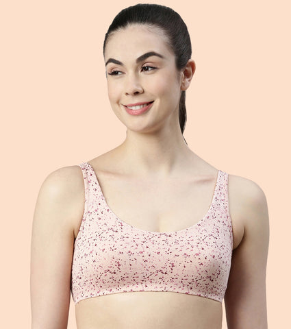 Enamor Low Impact Cotton Bra For Women - Non-Padded, Non-Wired, High-Coverage Bra For All-Day Comfort | SB06