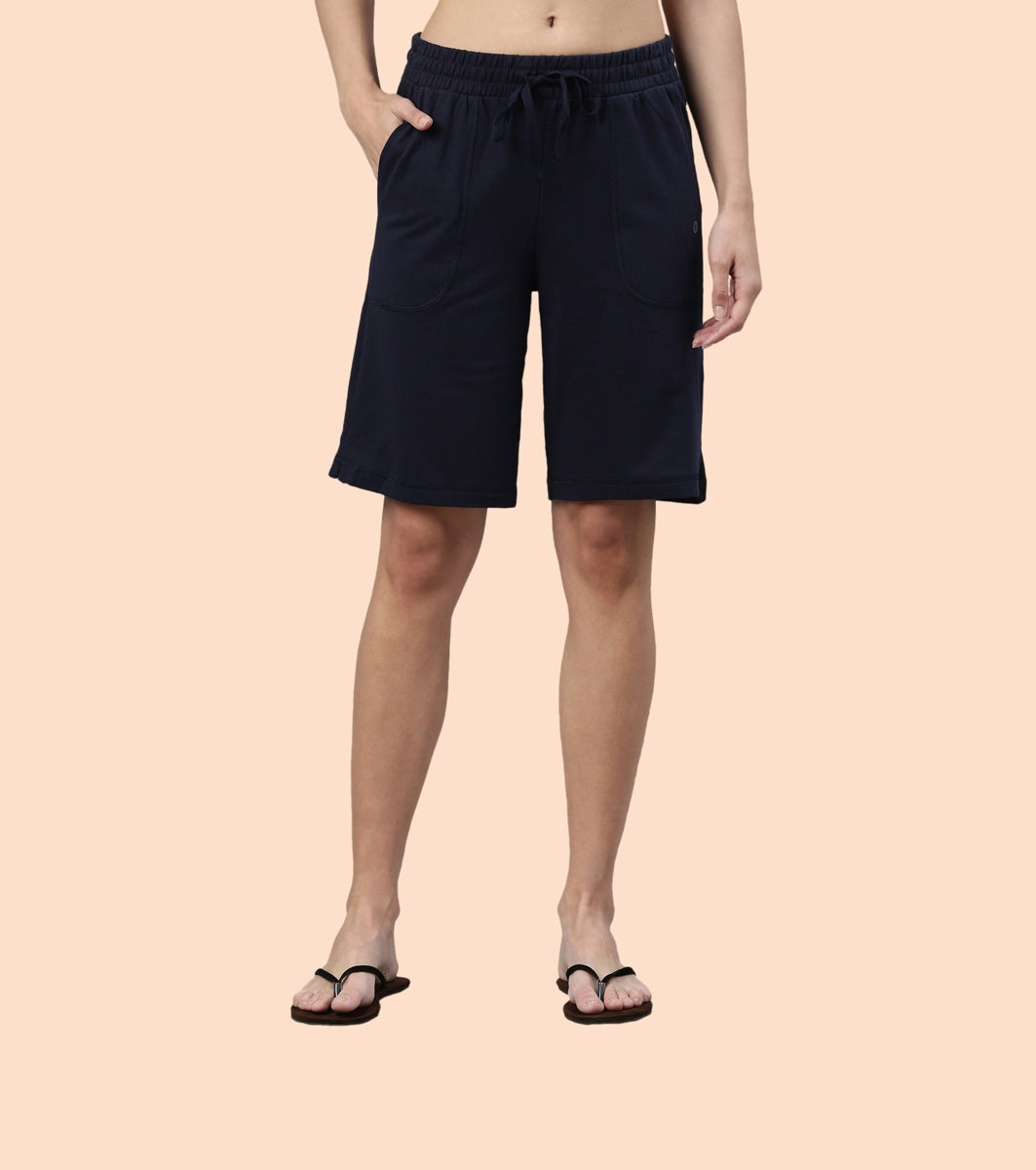 Relax Bermuda | Knee Length Shorts With Adjustable Waistband & Pockets