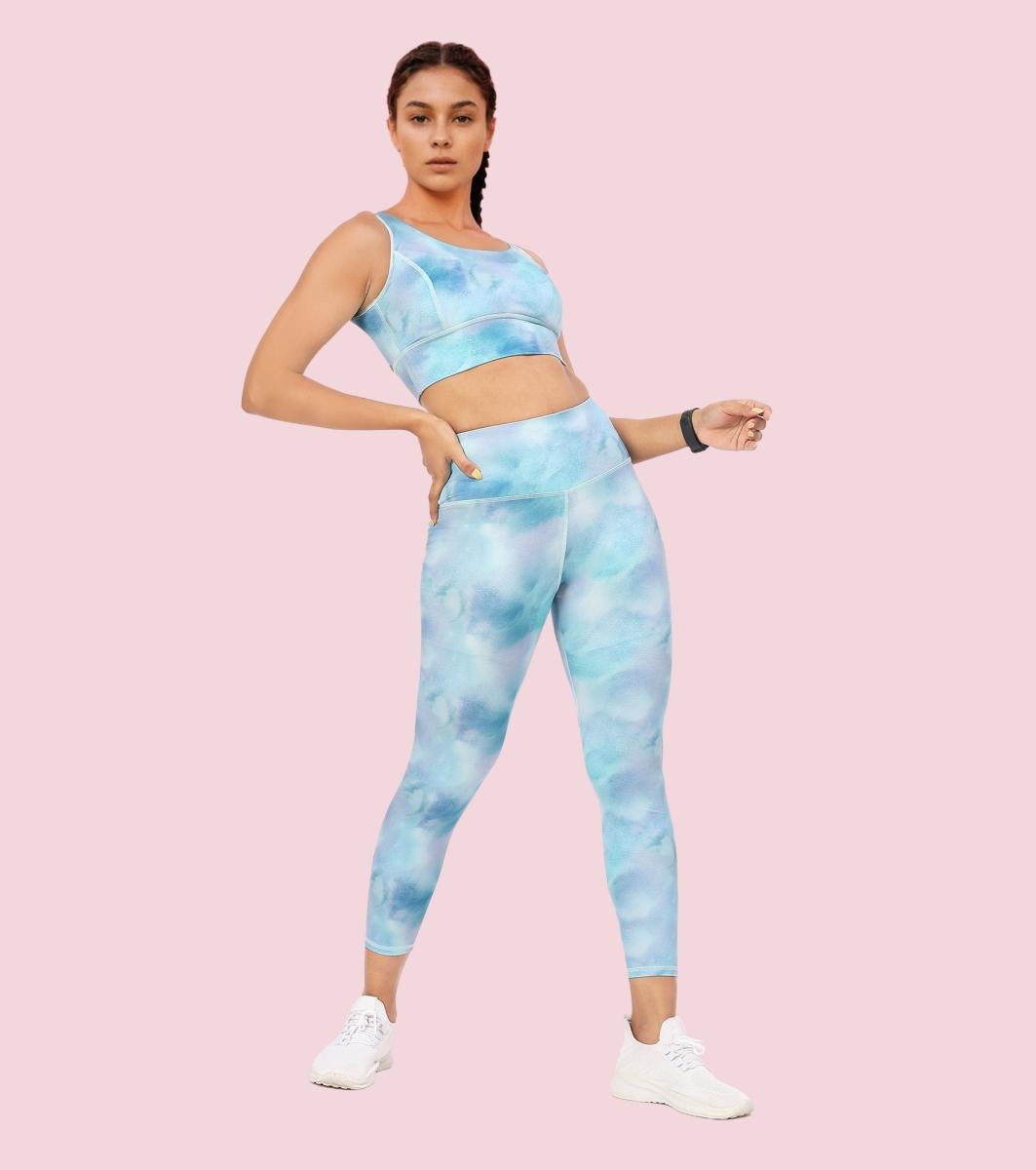 Enamor A204 Printed Sports Bra - High-Impact Long Line Bra with Stylish Print - Galaxy Splatter Prt