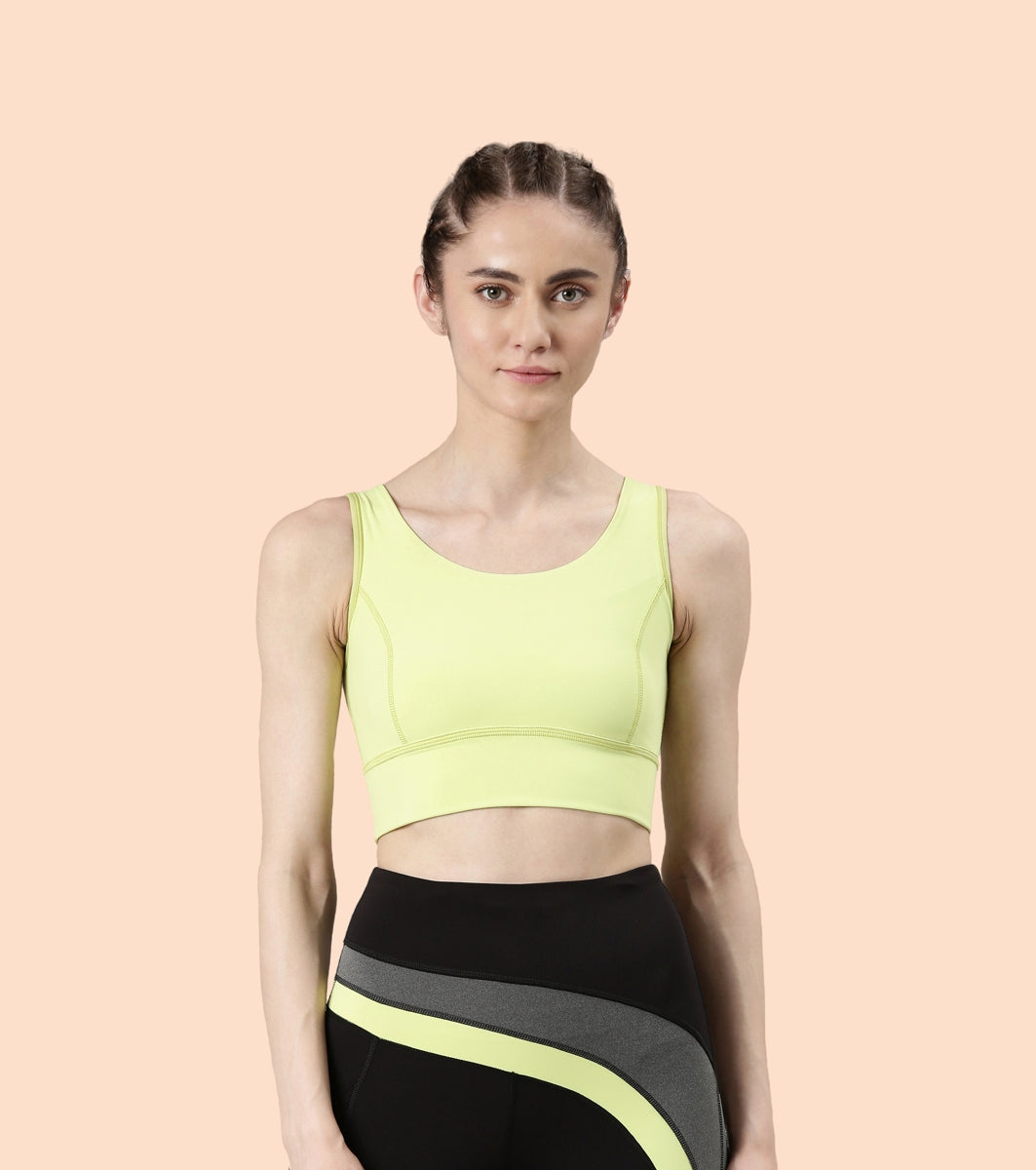 Longline Sports Bra – Solid | Scoop Neck Line High Impact Dry Fit Sports Bra