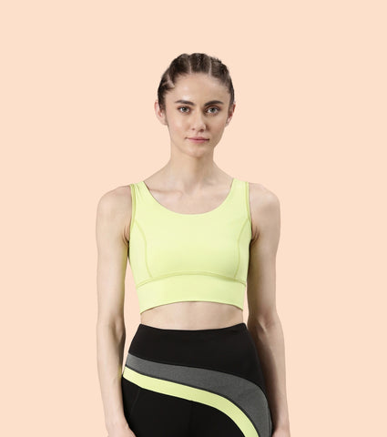 Longline Sports Bra – Solid | Scoop Neck Line High Impact Dry Fit Sports Bra