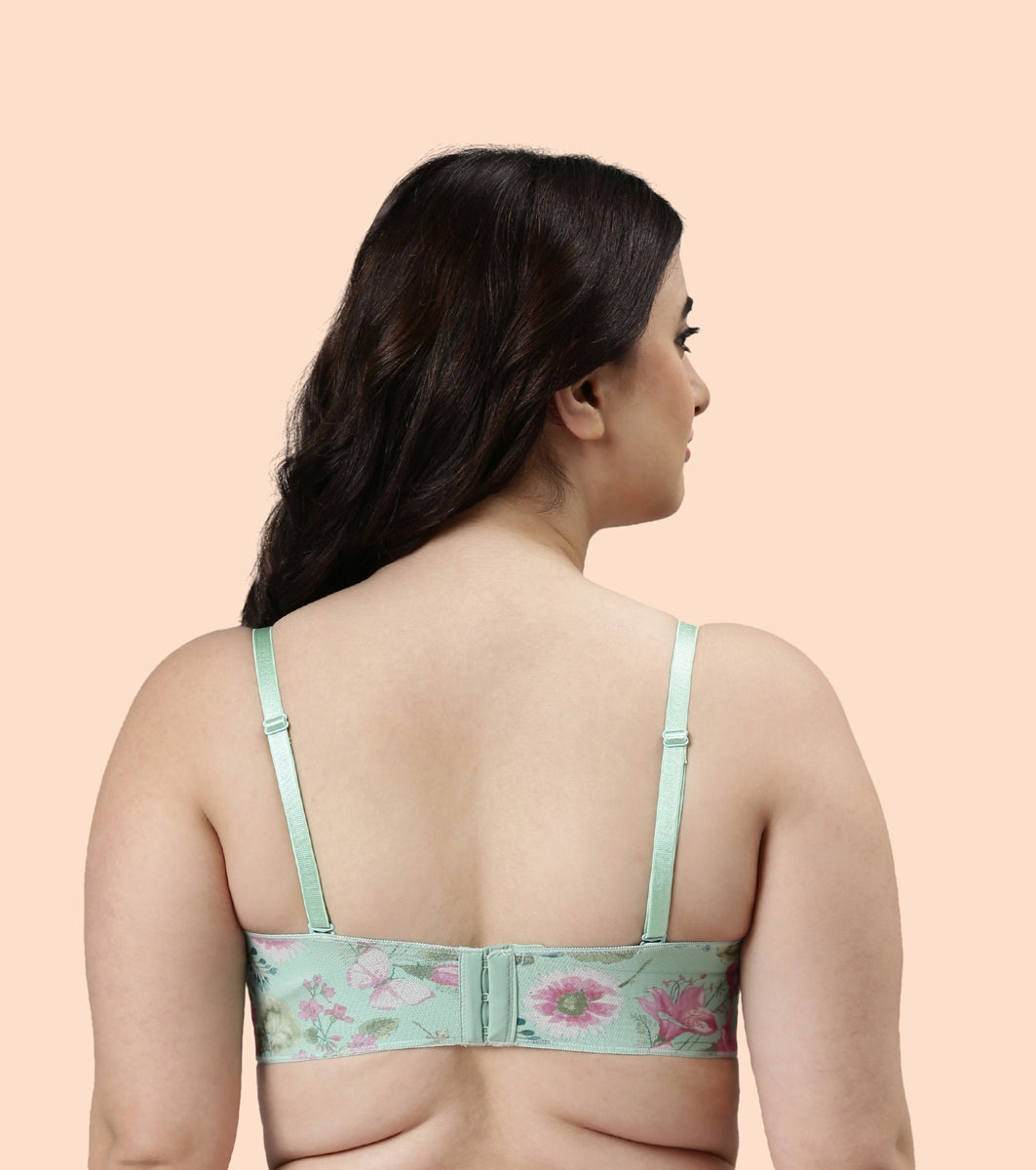 Enamor Full Figure, Strapless & Multi-Way Bra For Women - Padded, Wired Bra For Perfect Shape & Coverage | F074 | Mint Floral