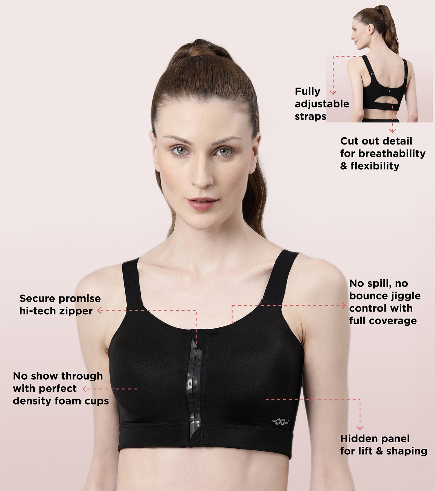 Padded-strap moulded sports bra High-impact support, I.FIV5