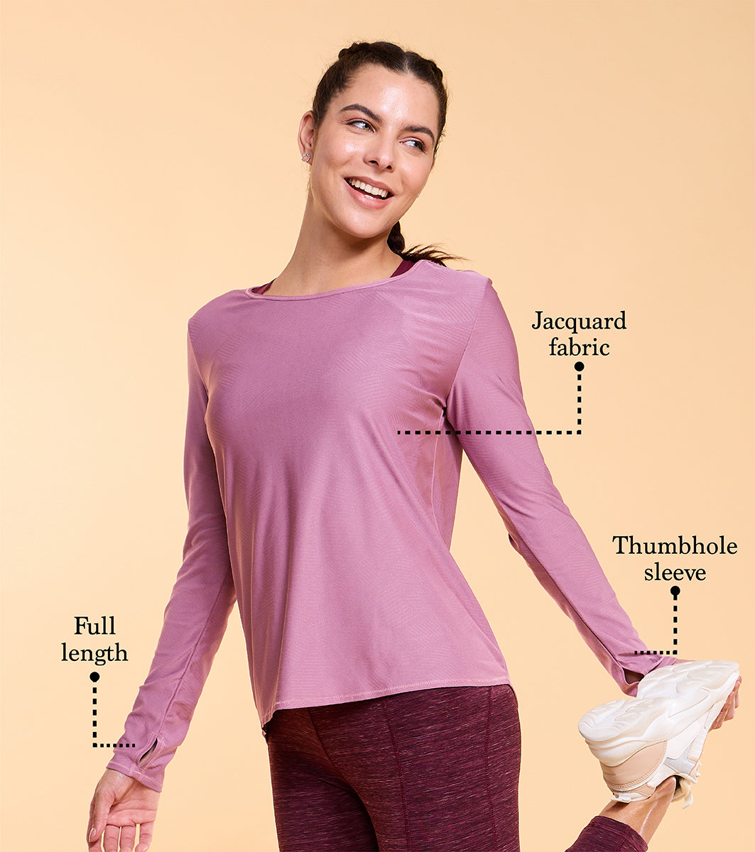 Enamor A312 Jacquard Long Sleeve Relaxed Fit Regular Length T-Shirt