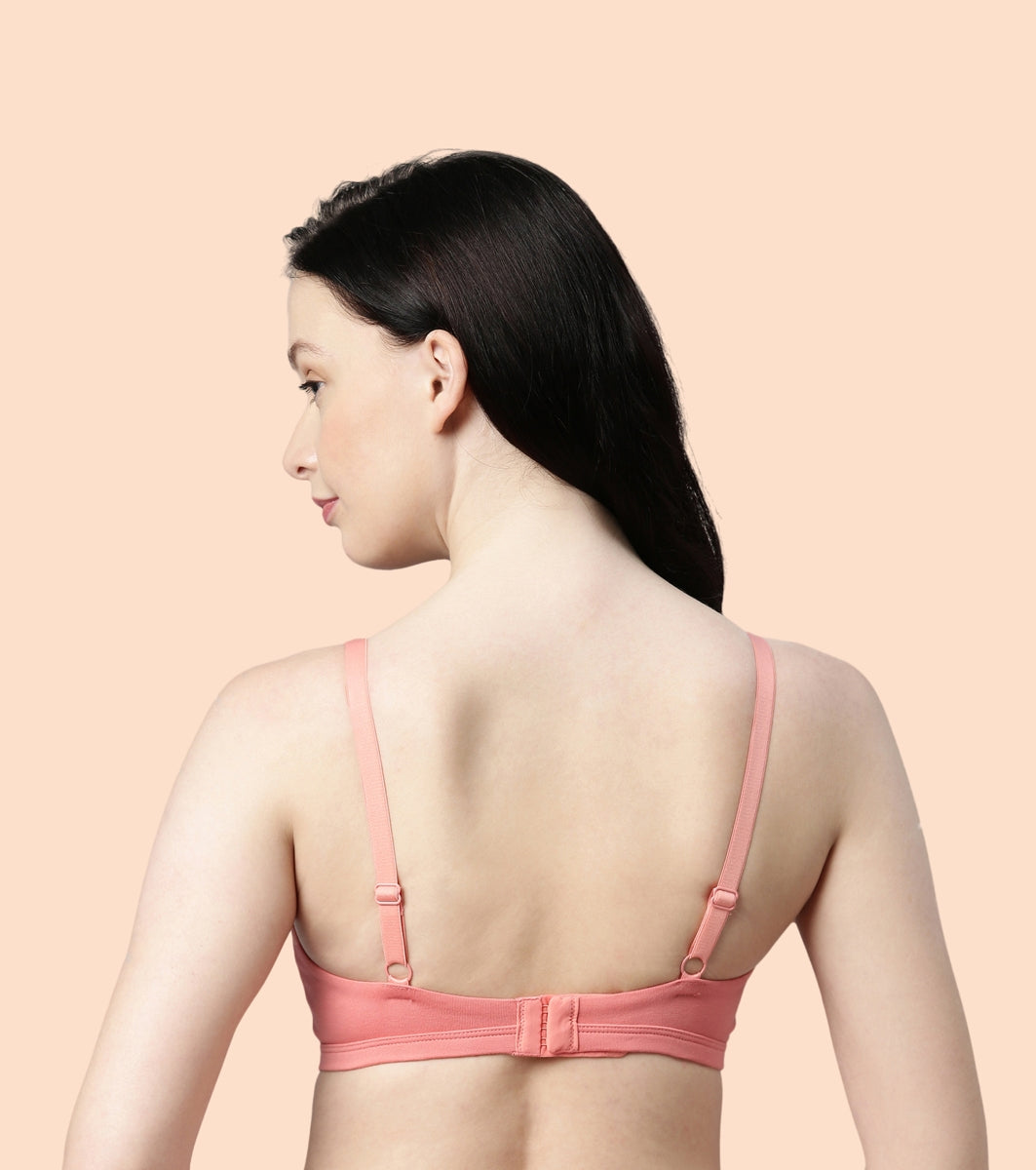 Enamor Intellifresh A058 Eco-antimicrobial Cotton Minimizer Bra for Women- Full Coverage, Padded and Wirefree - Peach Blossom