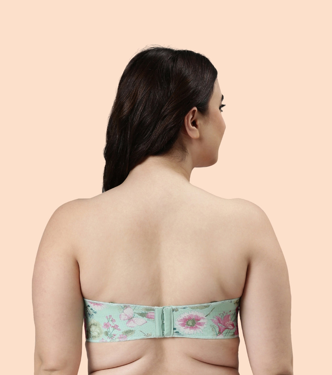 Enamor Full Figure, Strapless & Multi-Way Bra For Women - Padded, Wired Bra For Perfect Shape & Coverage | F074 | Mint Floral