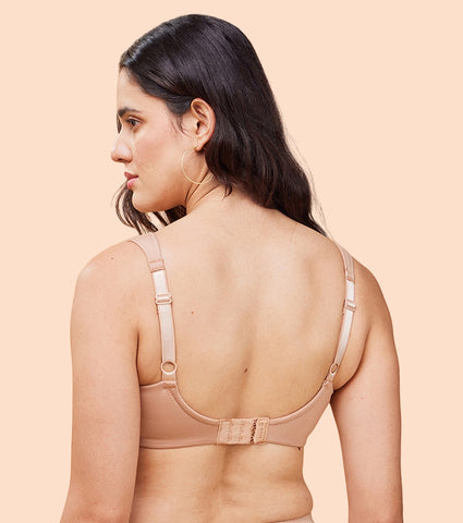 Enamor Pure Ease F121 Ultimate Smoothening Full Support Bra for Women- Full Coverage, Non Padded and Wirefree - Honey Beige